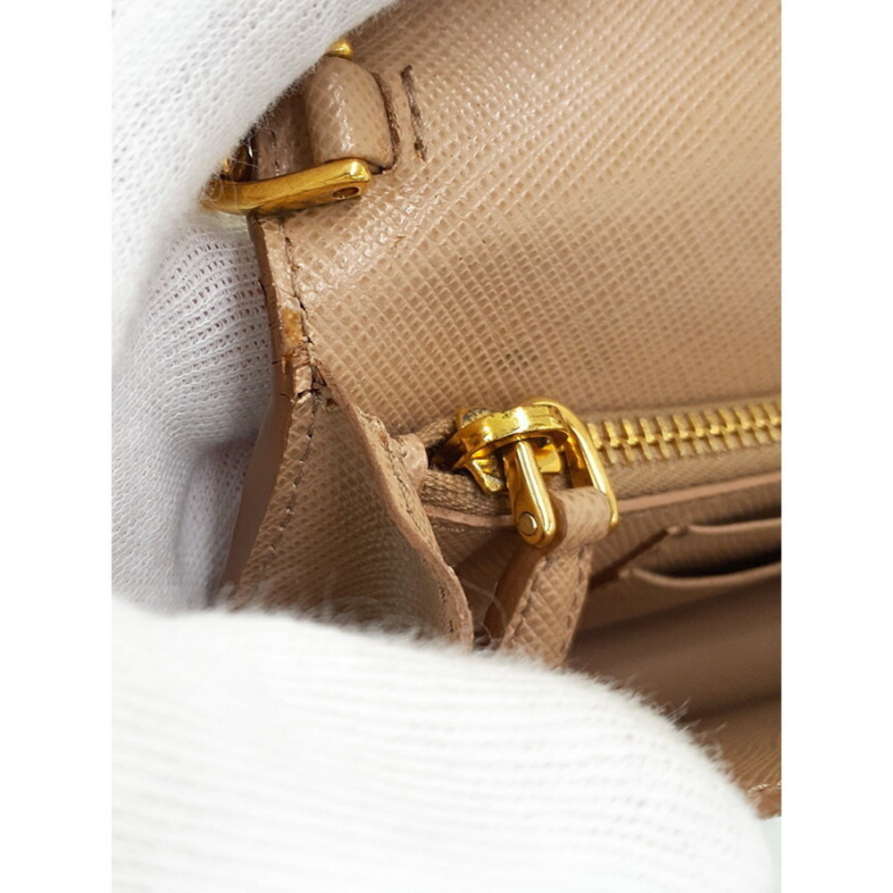 Prada White Saffiano Leather Shoulder Bag Brown - Picture 6 of 9